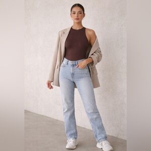 Babaton Contour High Neck Bodysuit – Chocolate Brown – Size S